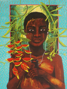 Portret jongen met mobieltje